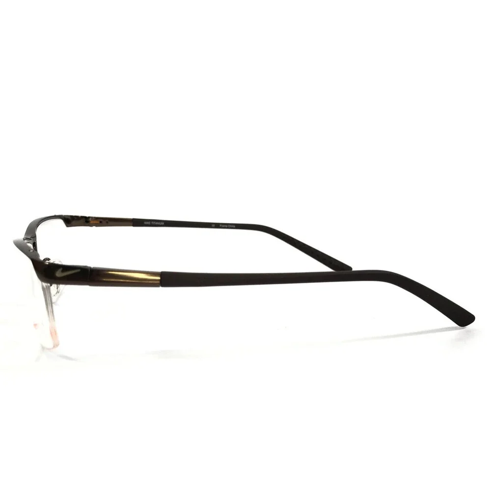 Nike Eyeglasses Frames 6044/1 205 Dark Cinder Brown Half Rim Titanium 55-15-140